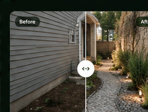 Side Yard Makeover before and after concept